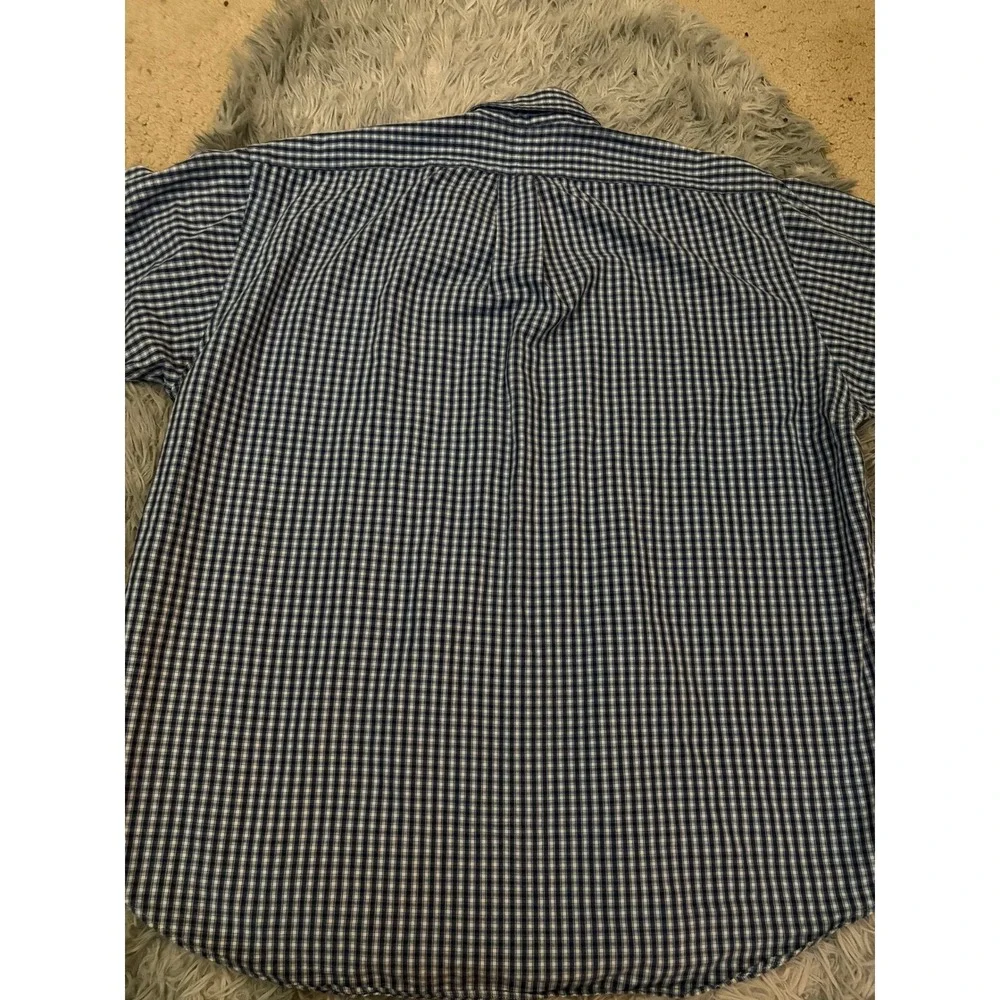 Ralph Lauren Blake Blue White Gingham Check Button Down Shirt Mens Size L Cotton